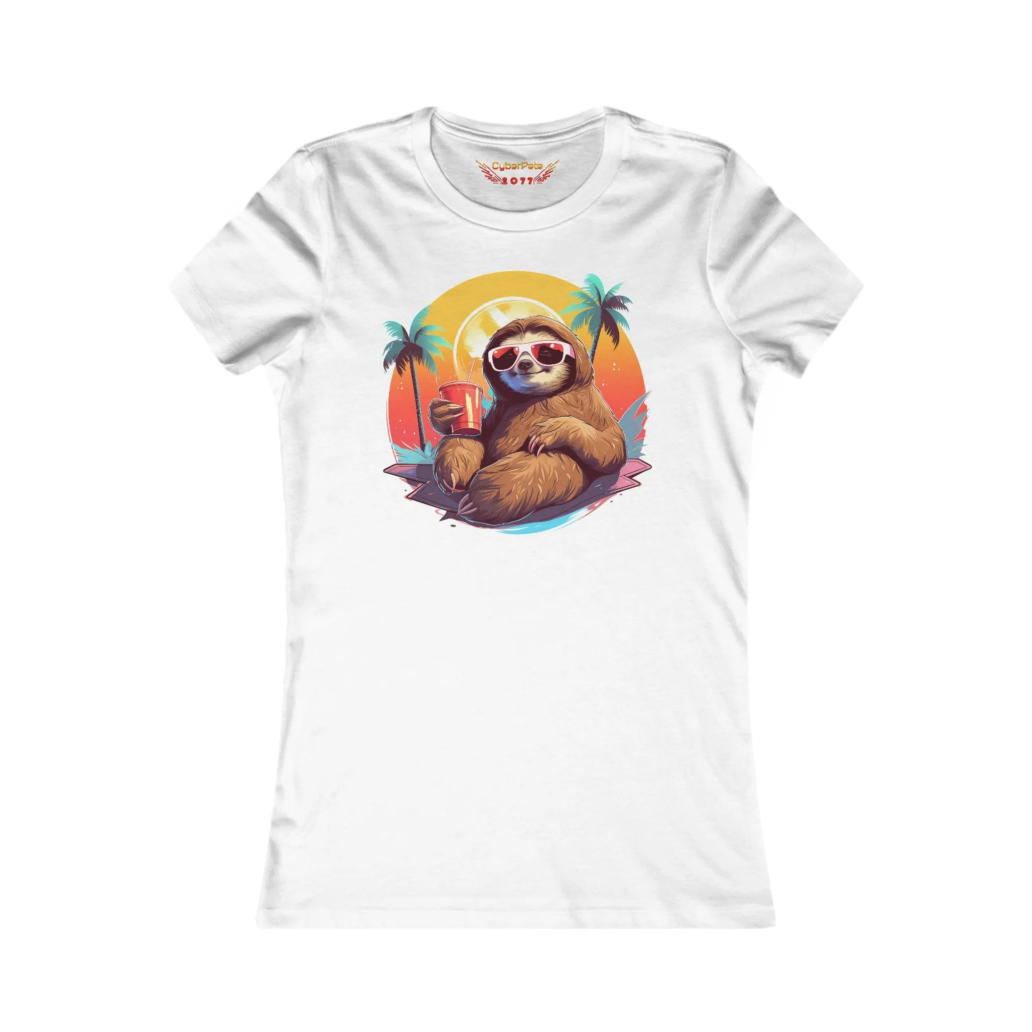 Strand Faultier T-Shirt | Sommer T-Shirt für Frauen