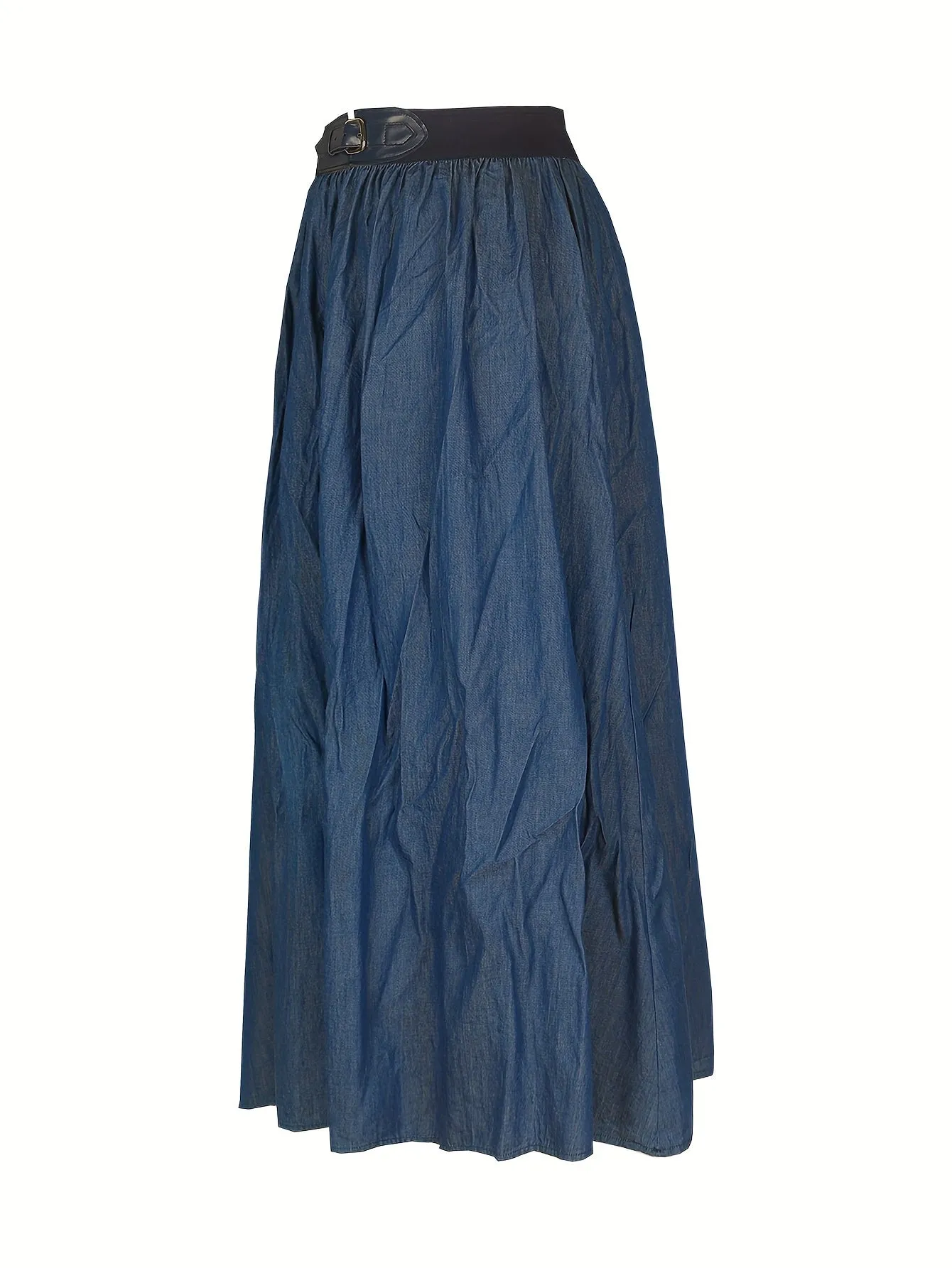 Stylish High-Waisted Midi Denim Skirt - Comfortable, Fashionable, and Versatile - Perfect for Everyday Wear, Casual Outings, and Work Events