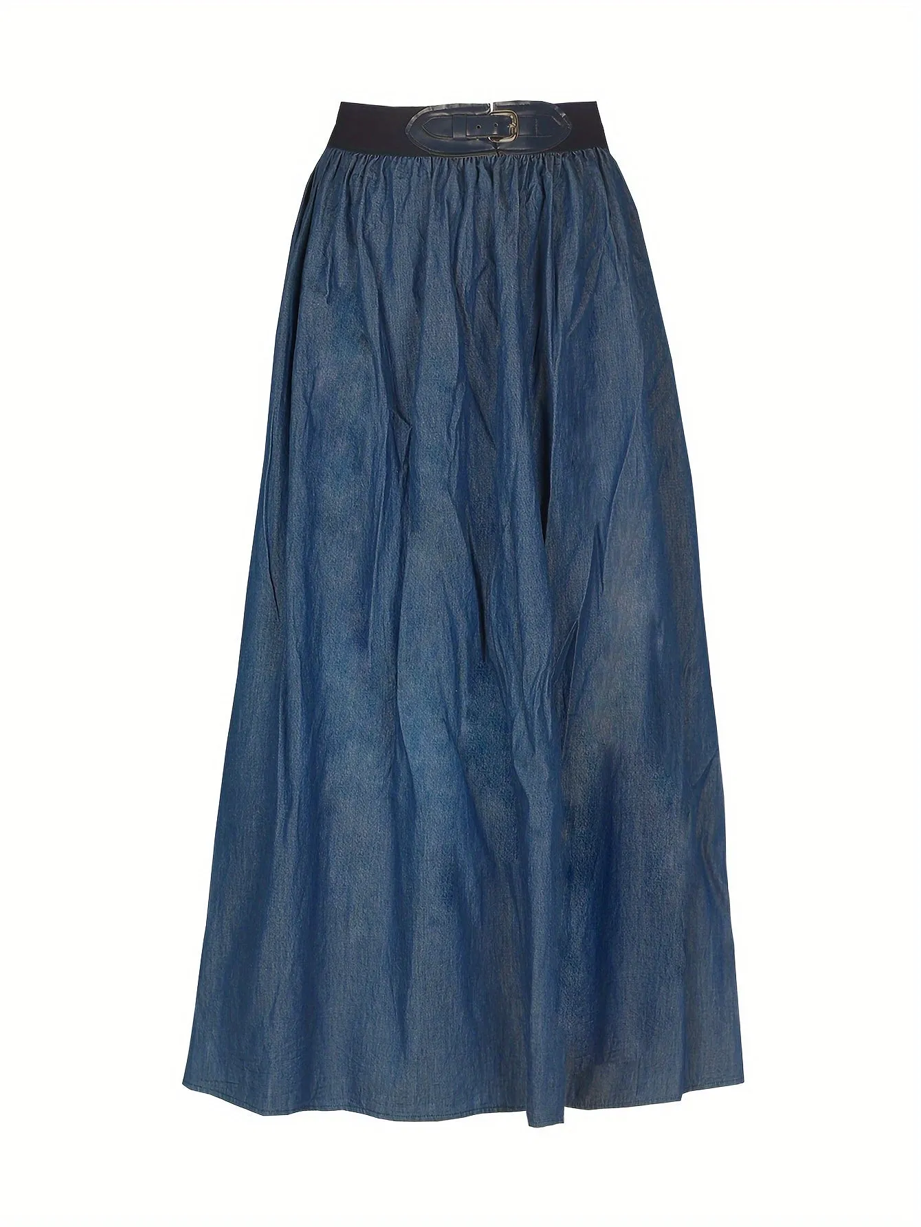 Stylish High-Waisted Midi Denim Skirt - Comfortable, Fashionable, and Versatile - Perfect for Everyday Wear, Casual Outings, and Work Events