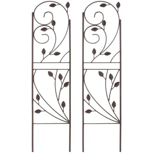 Sunnydaze 32" Rustic Plant Design Garden Trellis - Set of 2