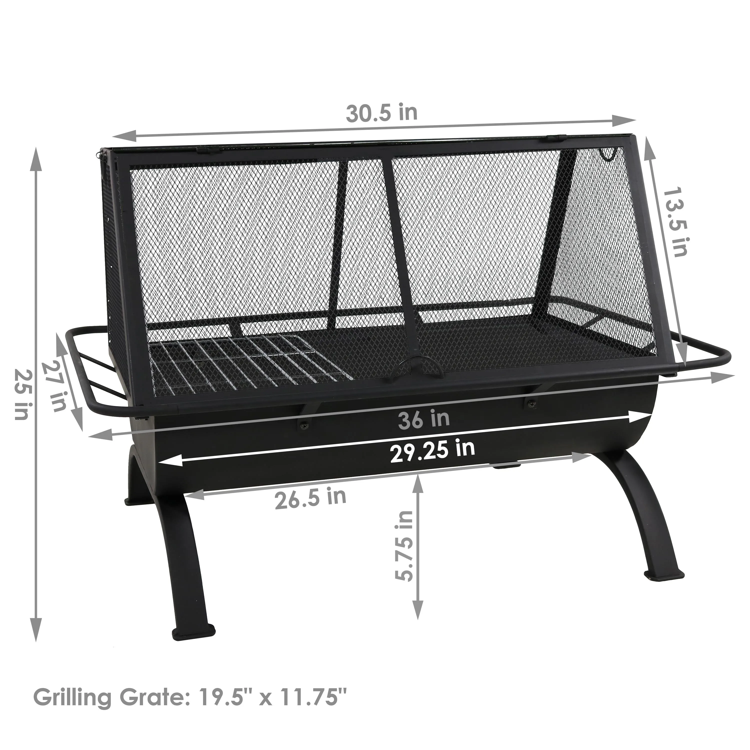 Sunnydaze 36" Northland Outdoor Fire Pit with Grill and Spark Screen