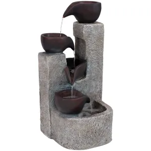 Sunnydaze Aged Tiered Vessels Solar Fountain with Battery Backup - 29"