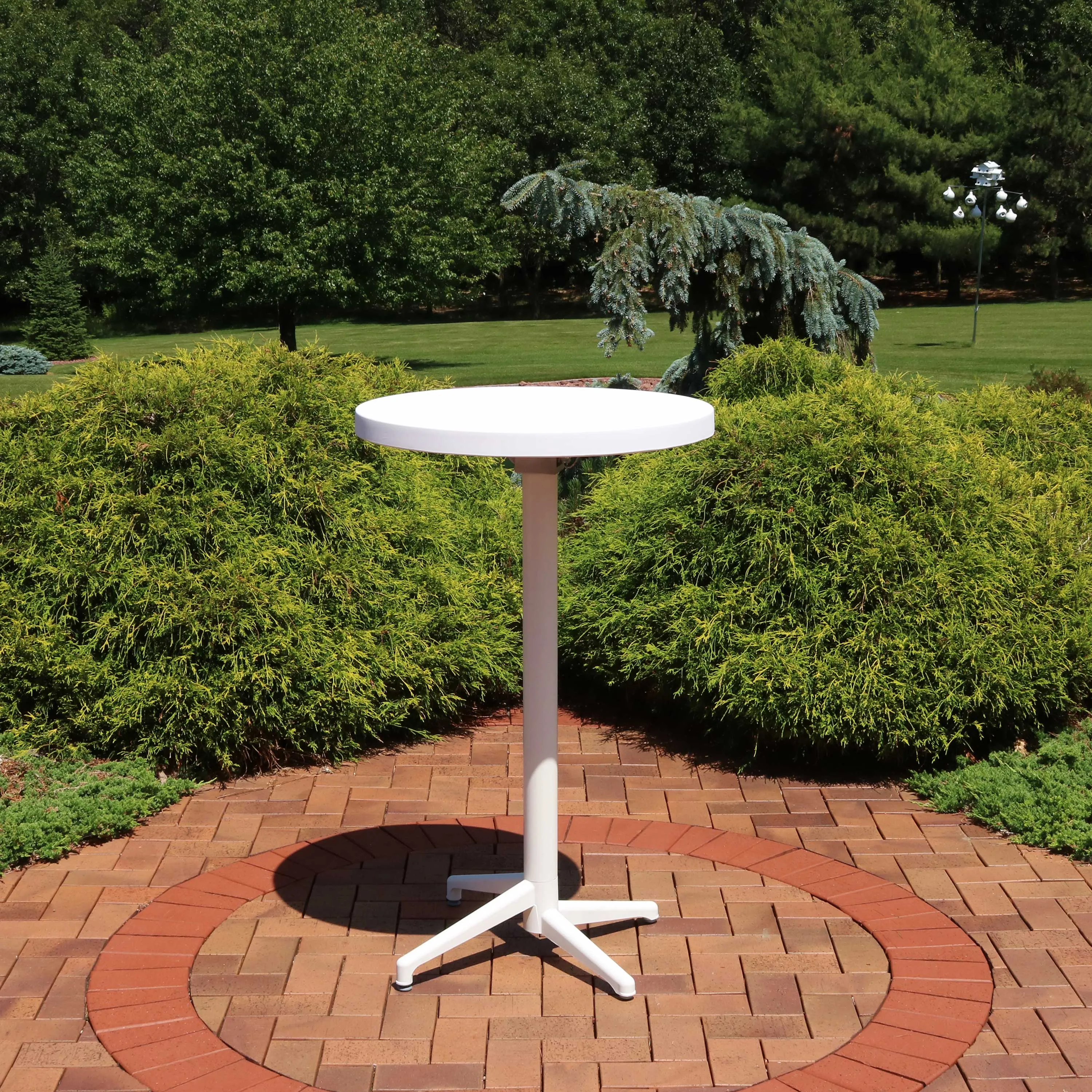 Sunnydaze Indoor/Outdoor All-Weather Round Foldable Bar Table - White