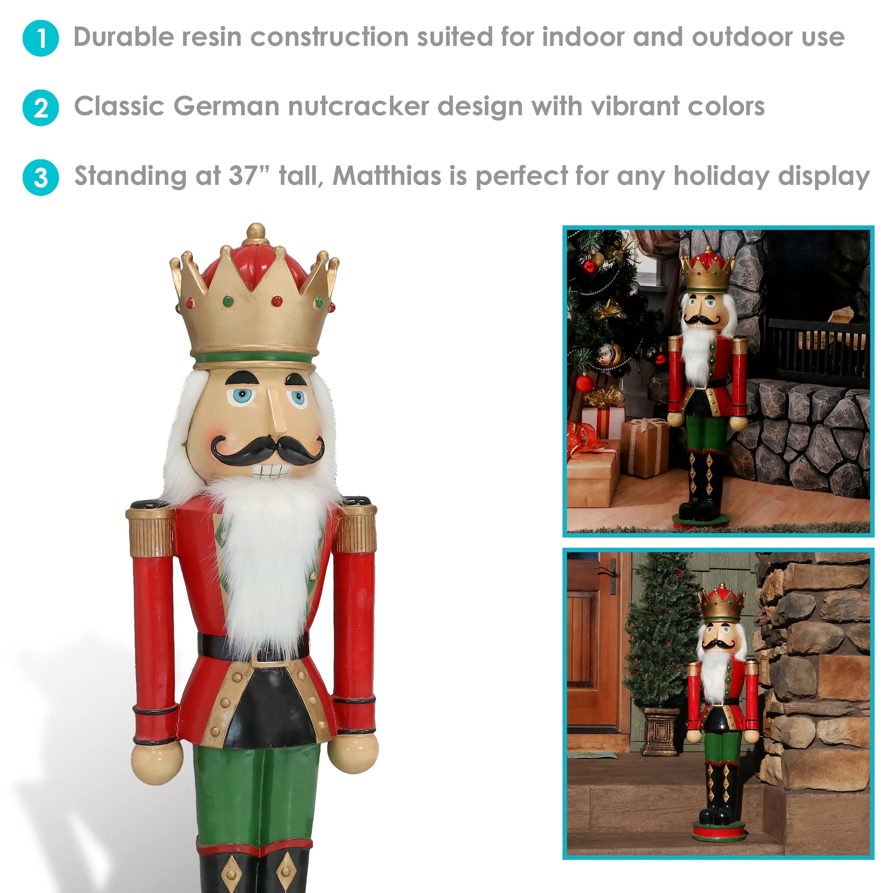 Sunnydaze Matthias the Nutcracker Prince Christmas Decor