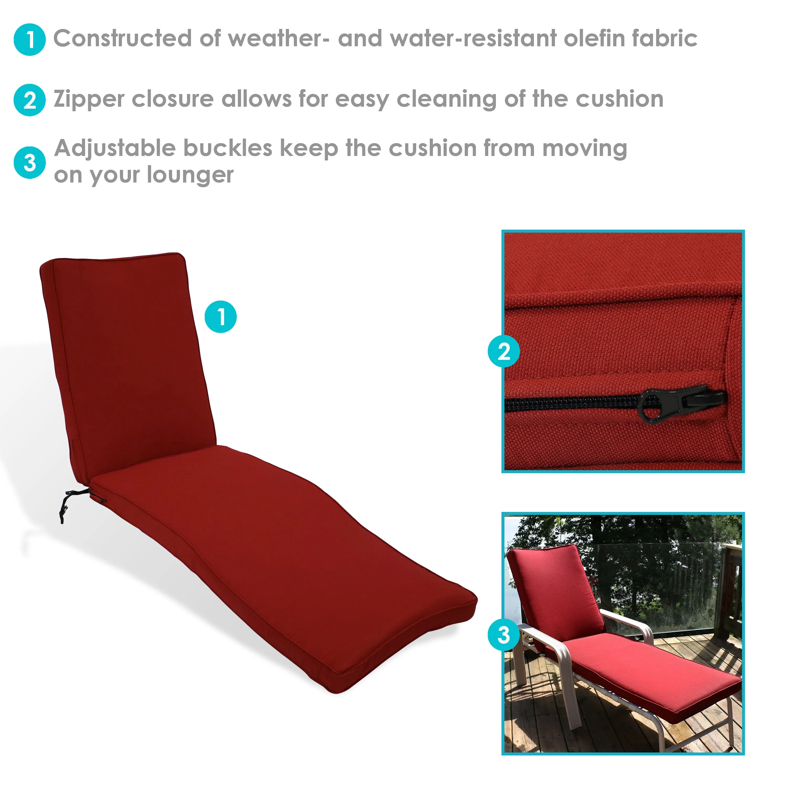 Sunnydaze Outdoor Patio Chaise Lounge Cushion - 72" x 21"