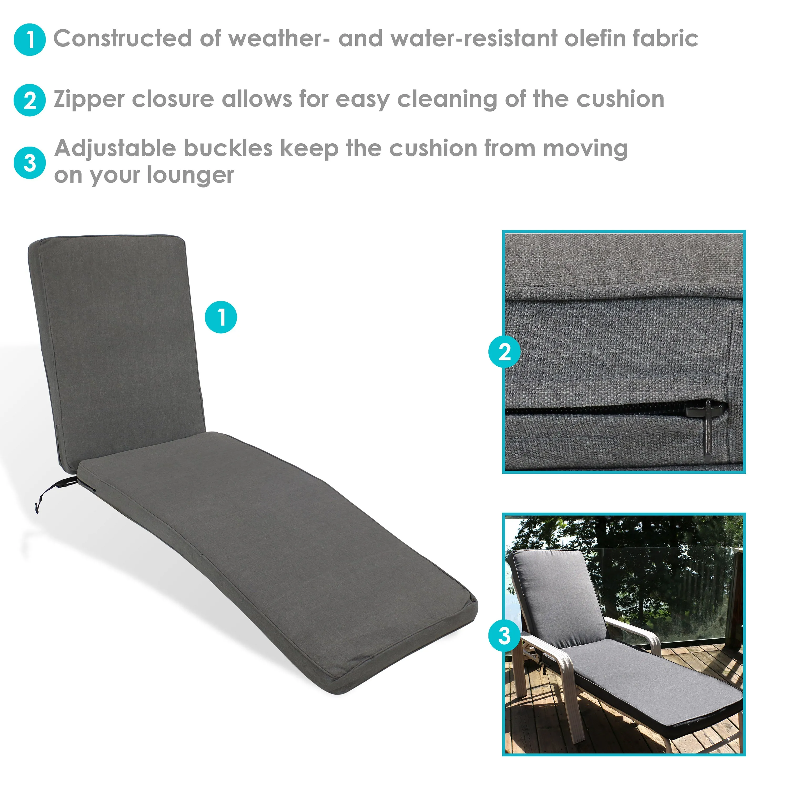 Sunnydaze Outdoor Patio Chaise Lounge Cushion - 72" x 21"