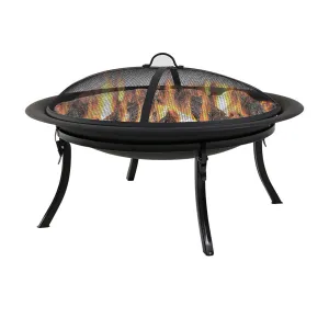 Sunnydaze Portable Fire Pit Bowl with Case and Spark Screen - 29"