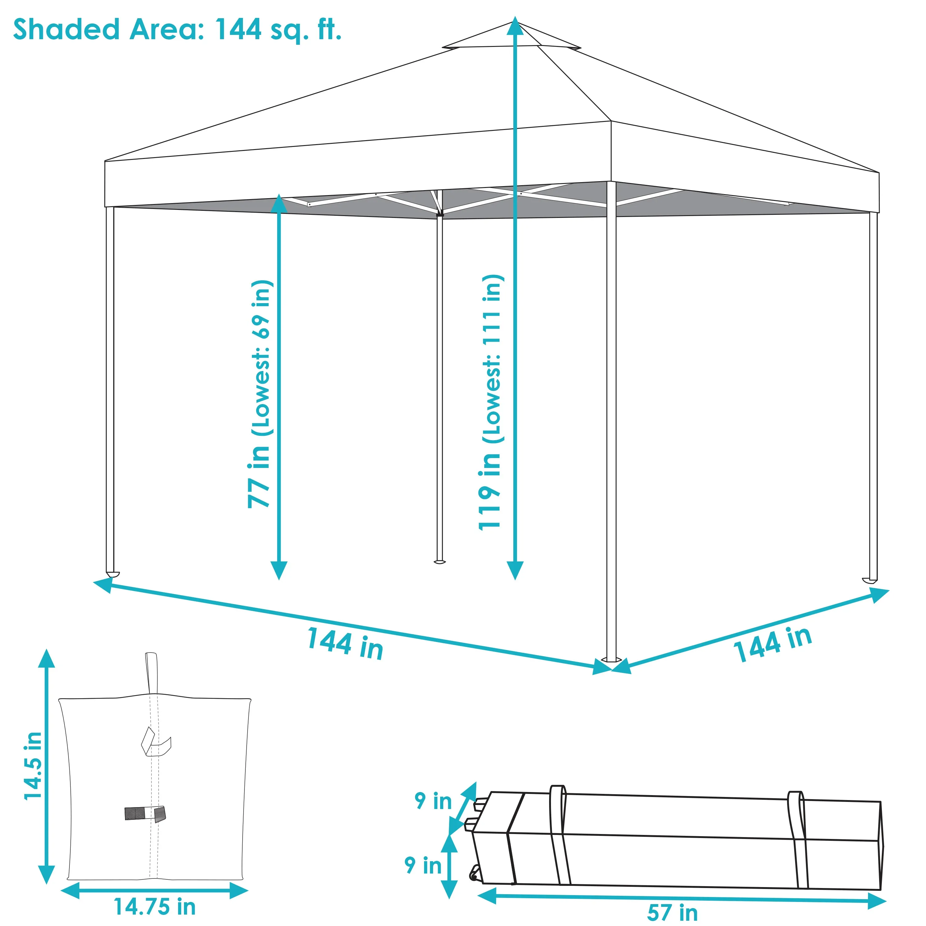 Sunnydaze Premium Pop-Up Canopy with Rolling Carry Bag and Sandbags