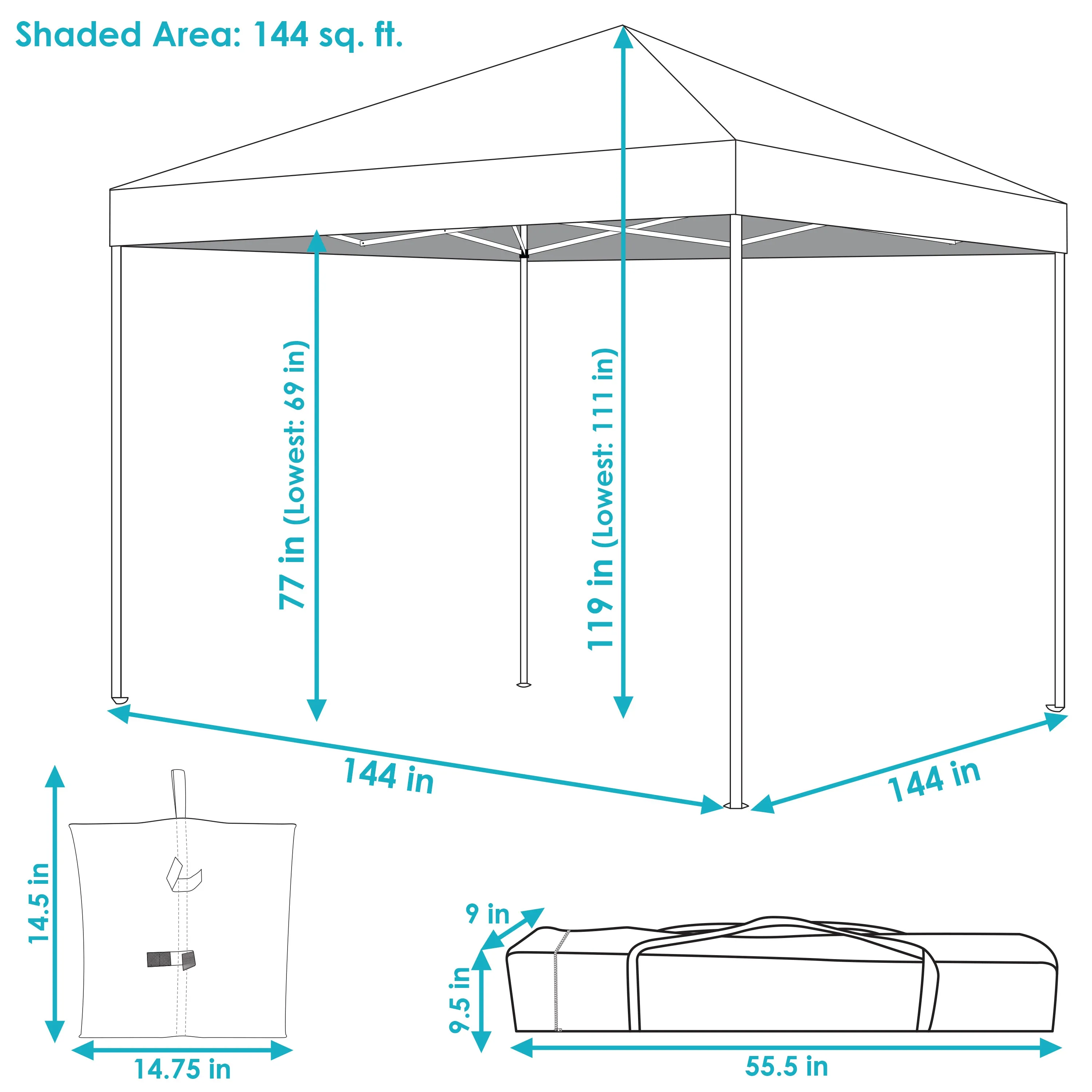 Sunnydaze Premium Pop-Up Canopy with Rolling Carry Bag and Sandbags