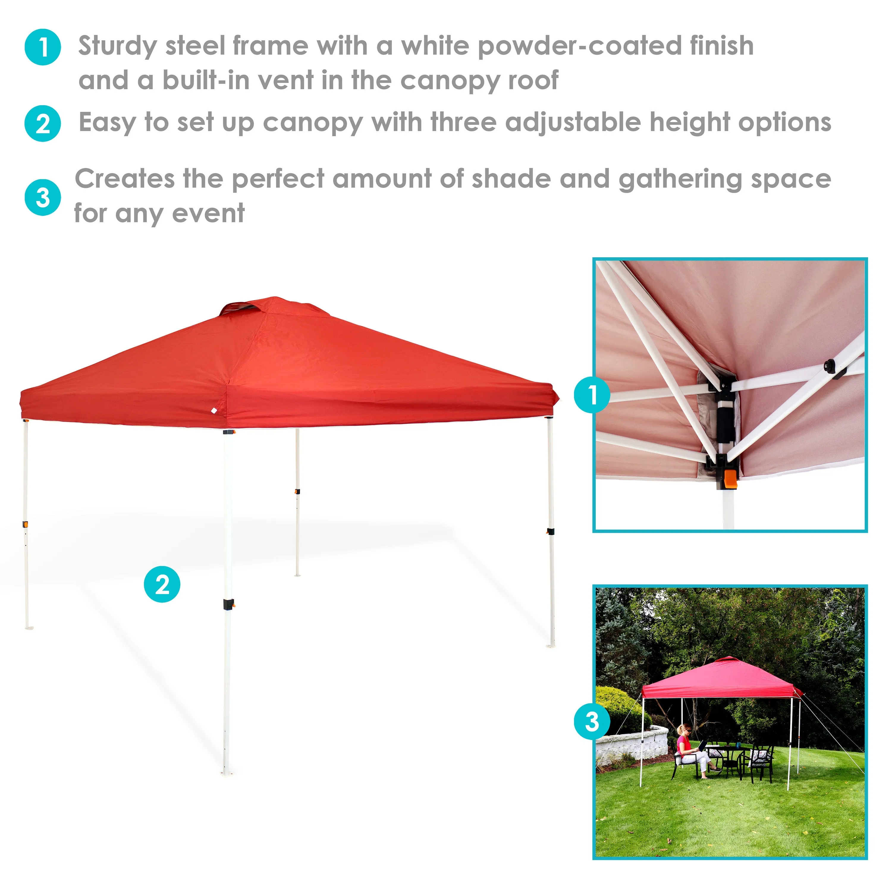 Sunnydaze Premium Pop-Up Canopy with Rolling Carry Bag and Sandbags