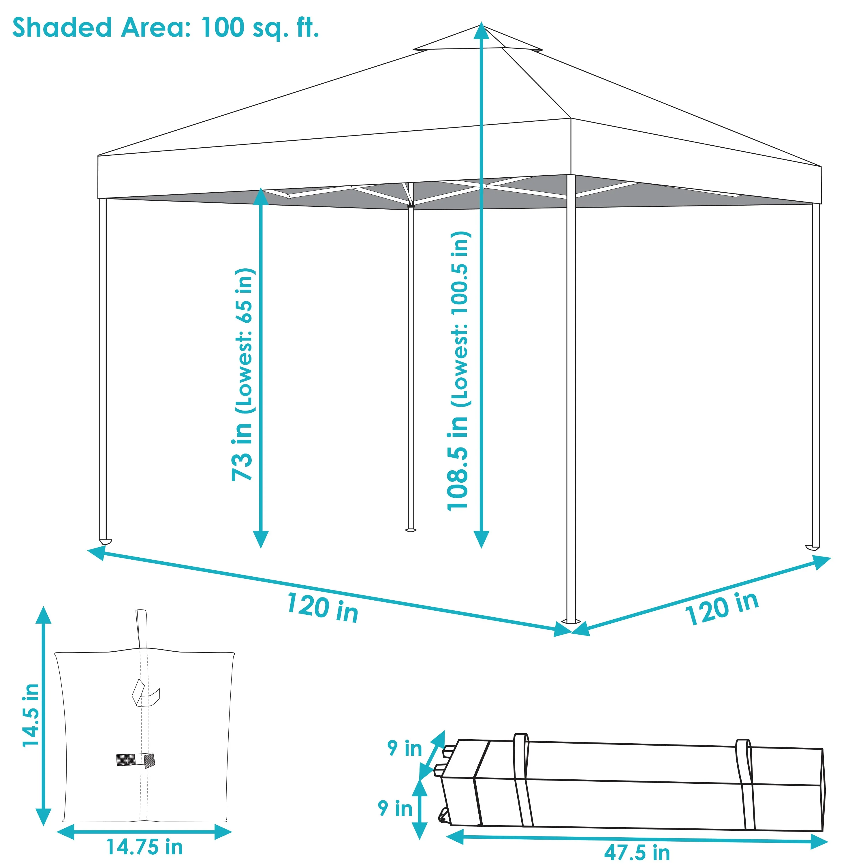 Sunnydaze Premium Pop-Up Canopy with Rolling Carry Bag and Sandbags