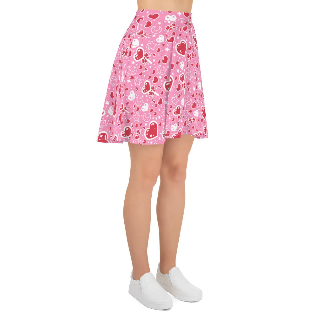 Sweet Feelings Pink Skater Skirt