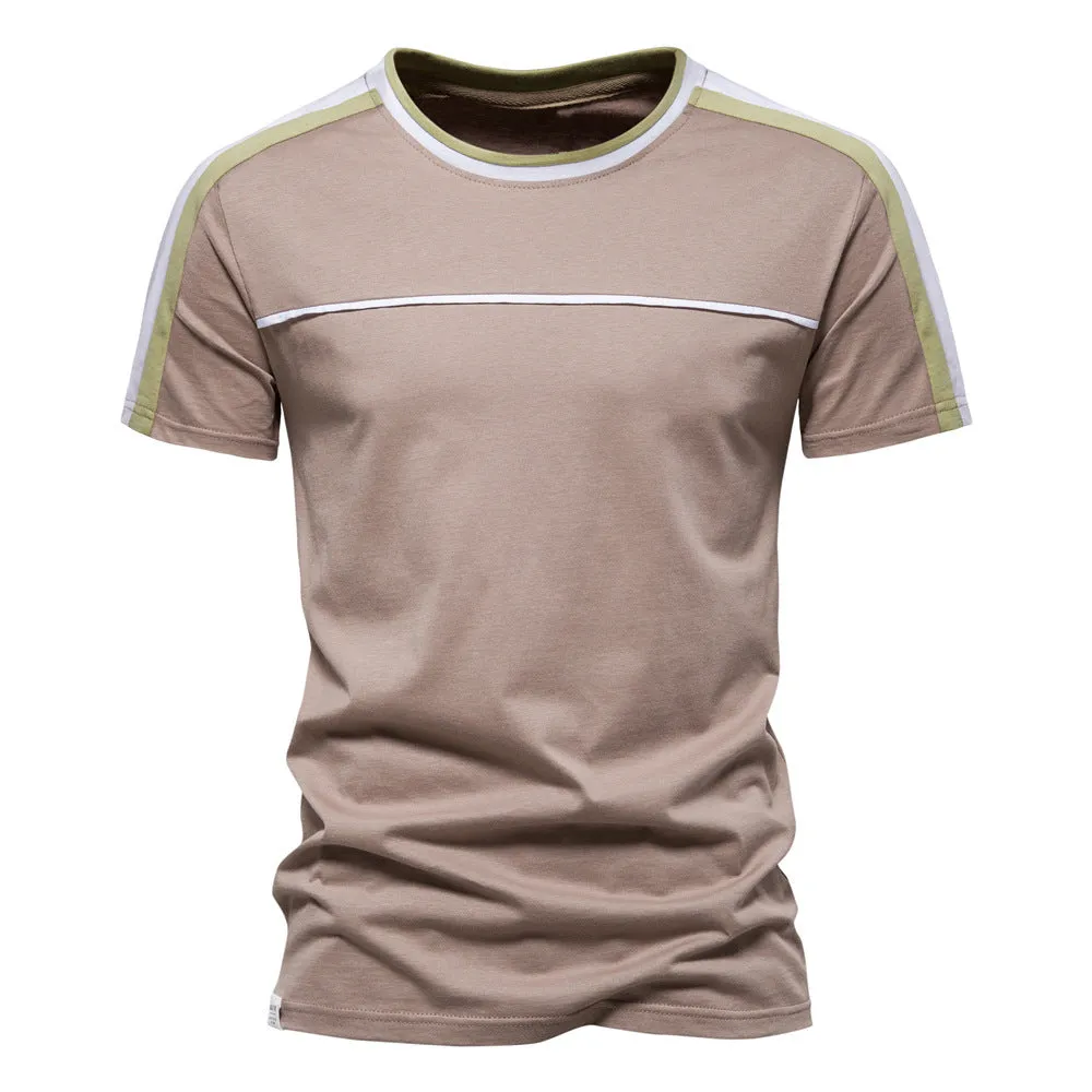 T-shirt en Coton Col Rond Manches Courtes