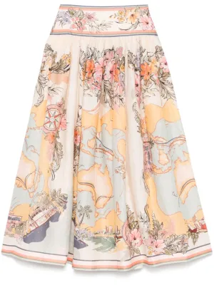 Tallow Midi Skirt in Nautical Map