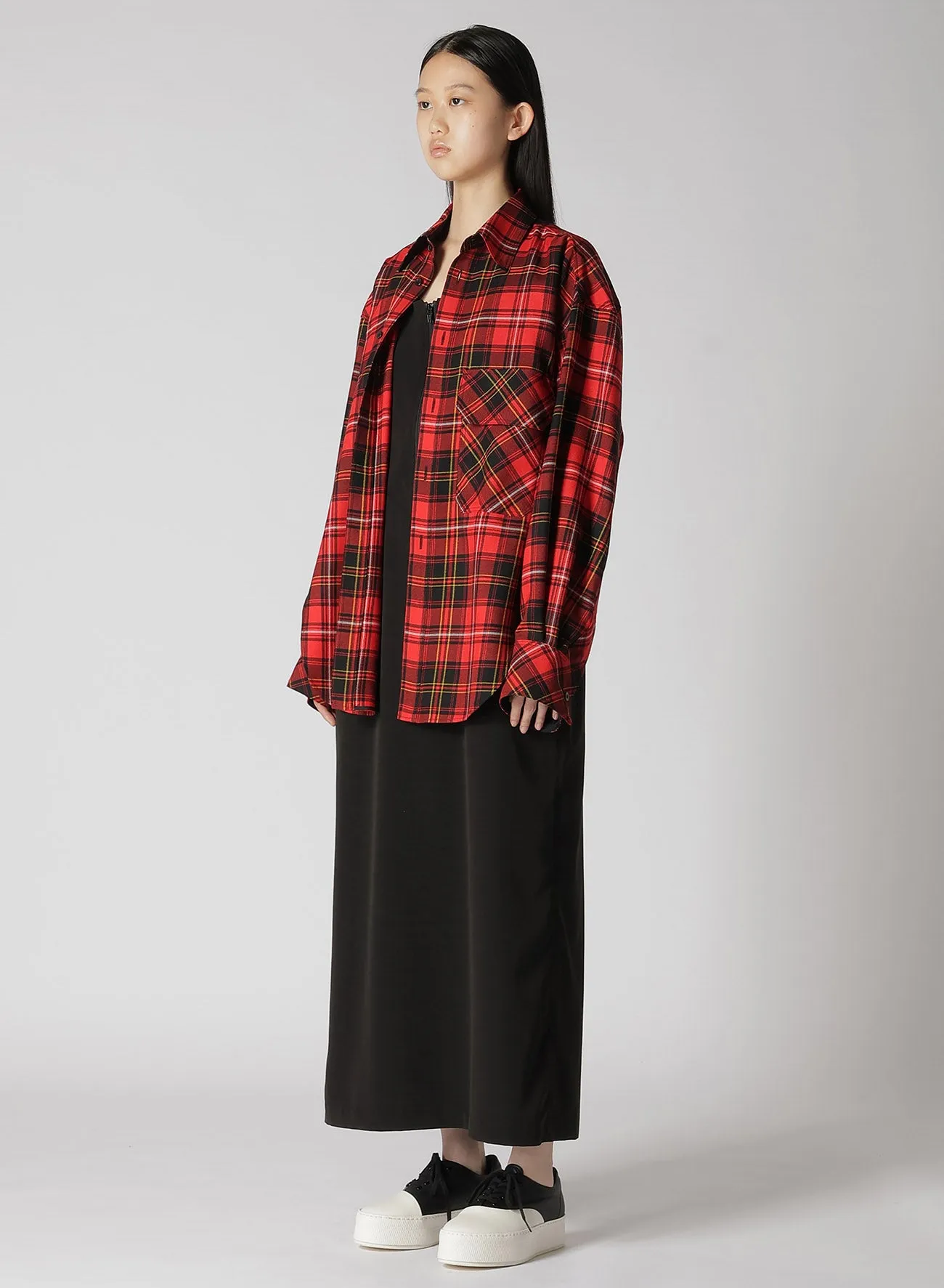 TARTAN CHECK DOUBLE LAYERED DRESS