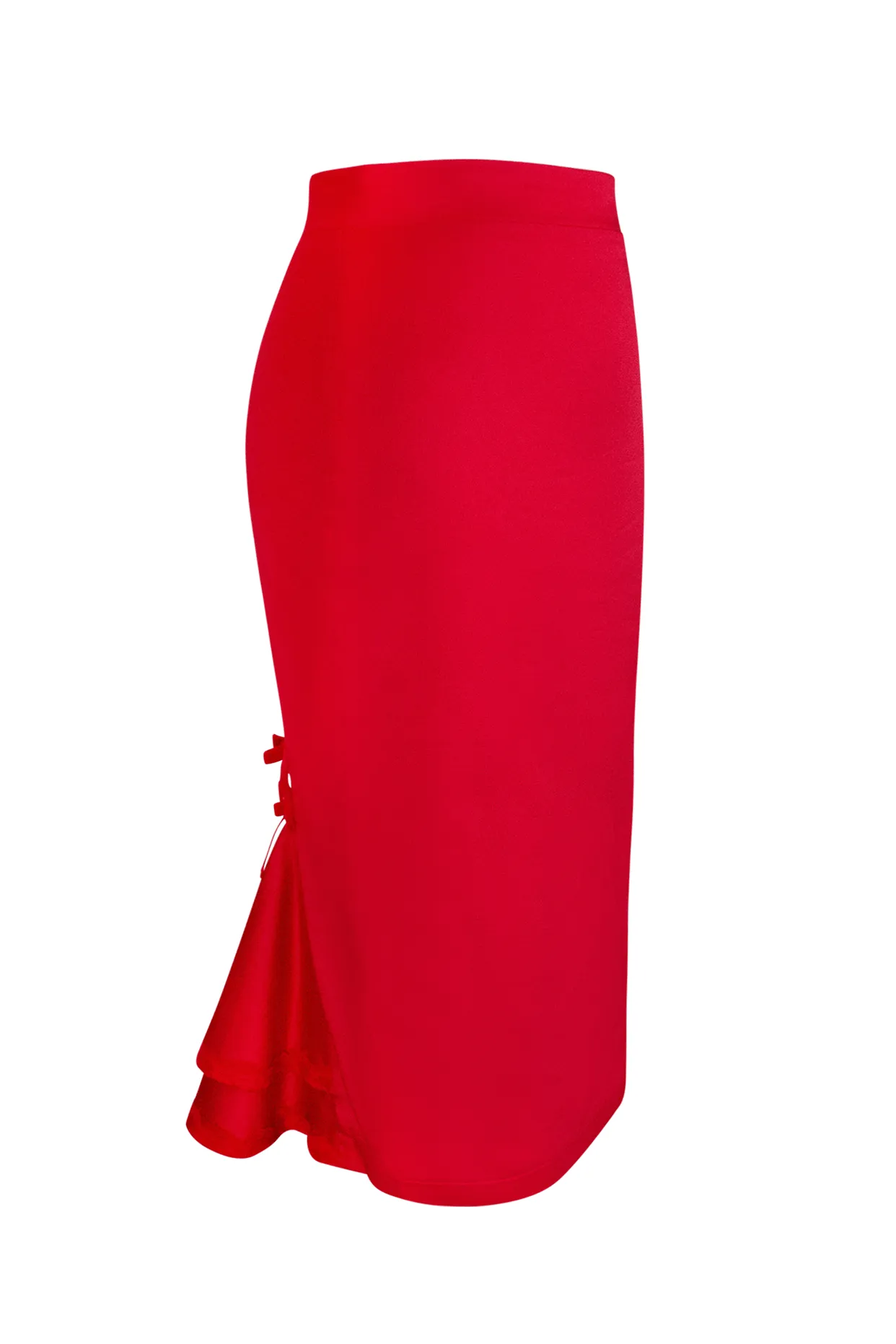 Tea Rose Wiggle Skirt (Red)