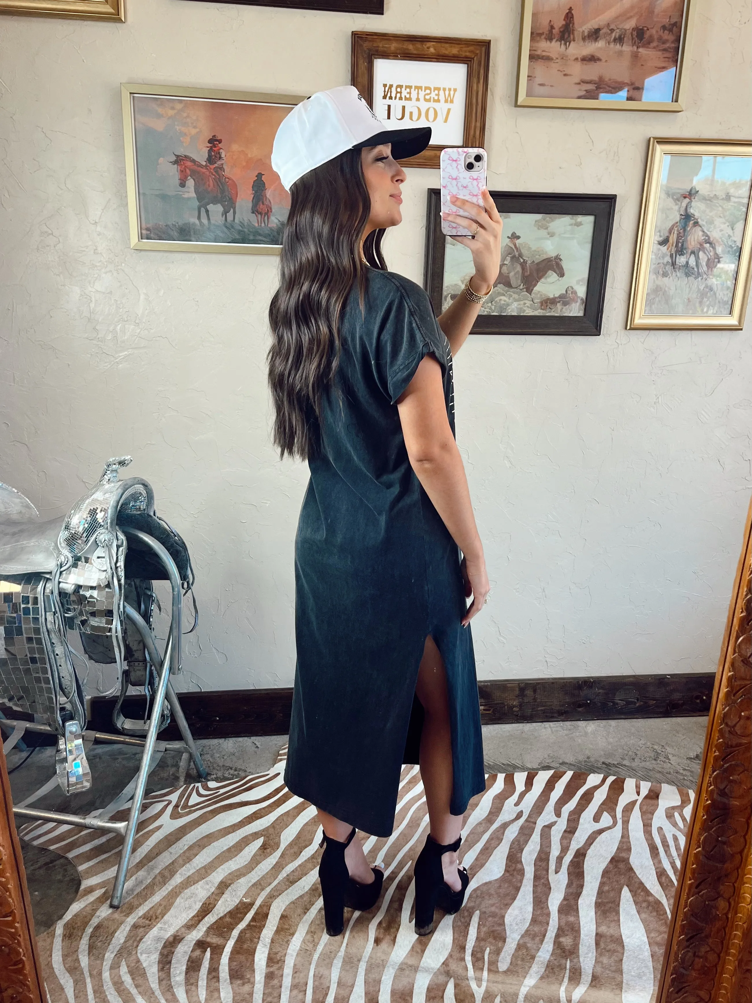 The Western Boot Stitch T-Shirt Dress {2 COLORS}