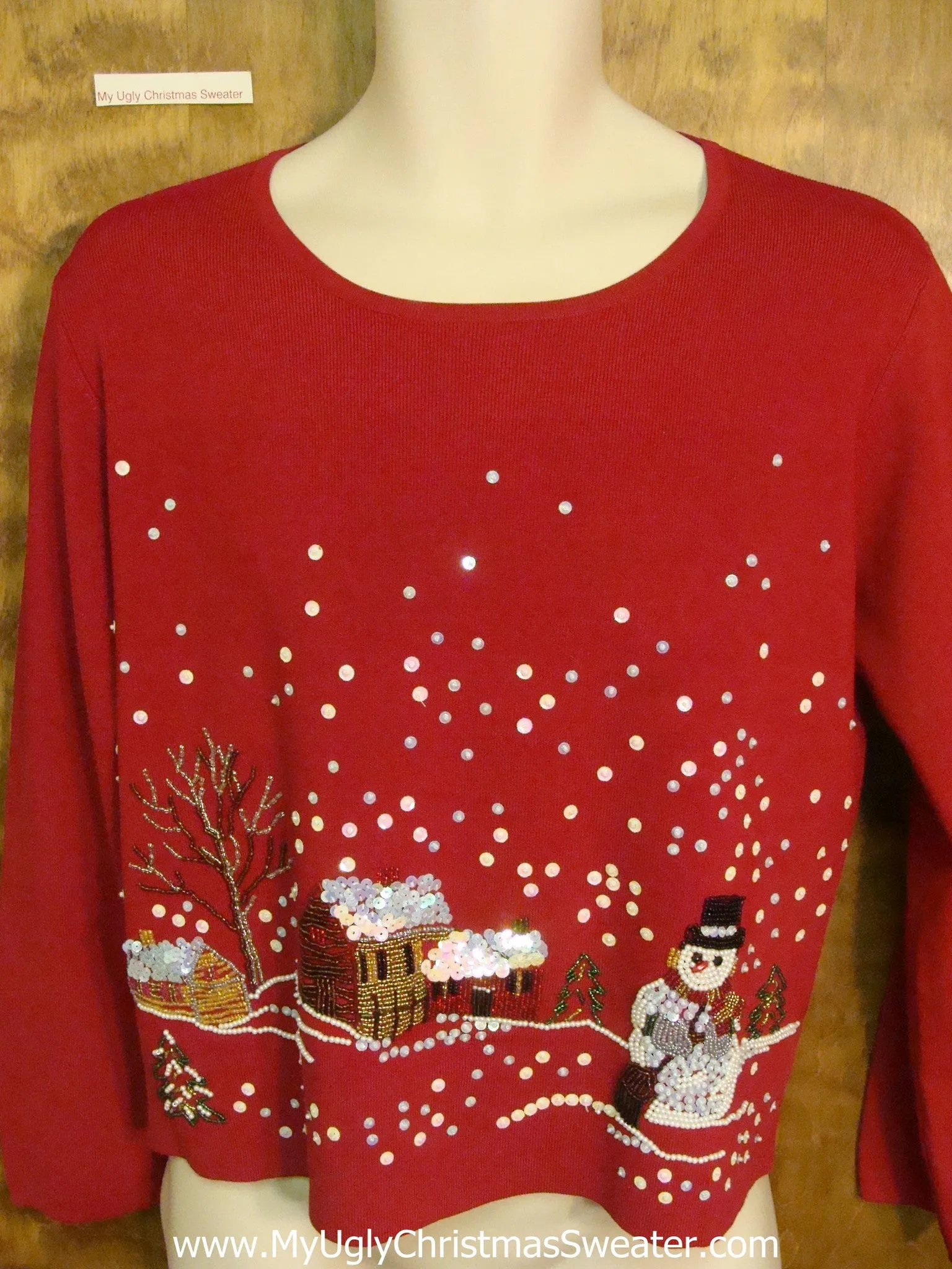 Thin Stretchy Winter Themed Horrible Christmas Sweater Pullover