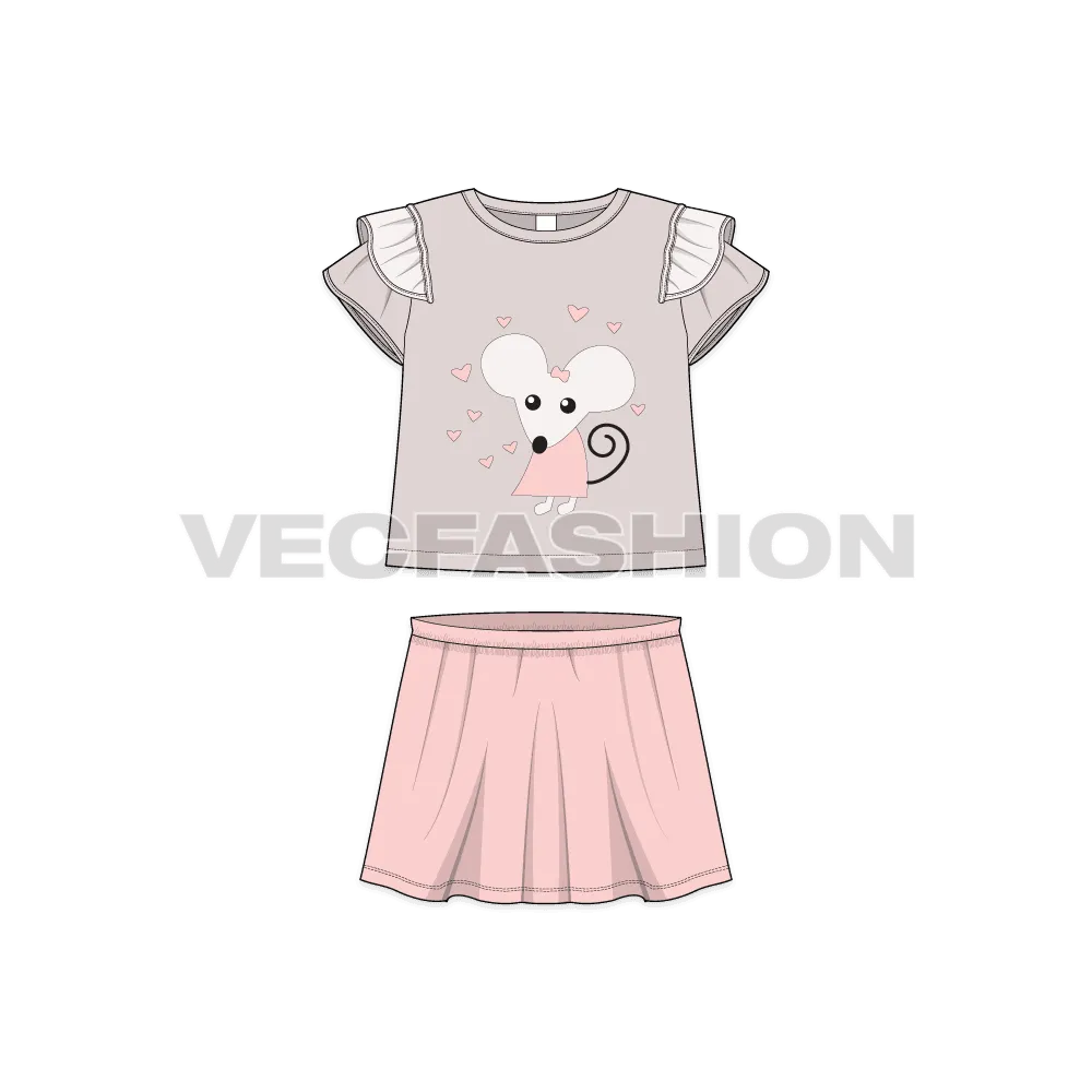 Toddler Girls Fashion Tee and Skirt Set