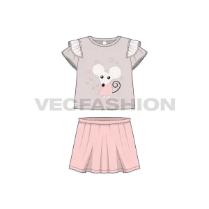 Toddler Girls Fashion Tee and Skirt Set