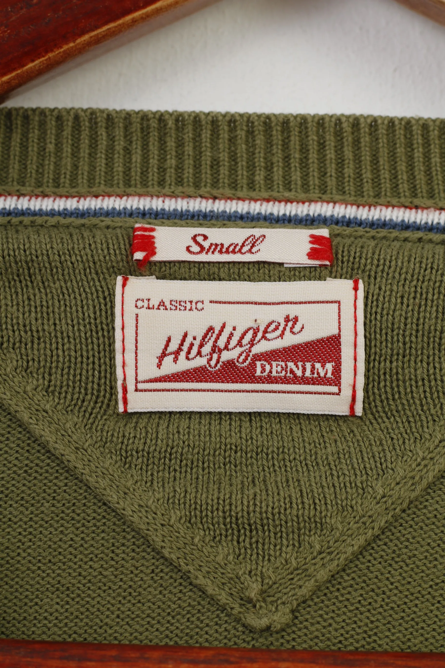 Tommy Hilfiger Men S Jumper Classic Crew Neck Green Denim Cotton Top