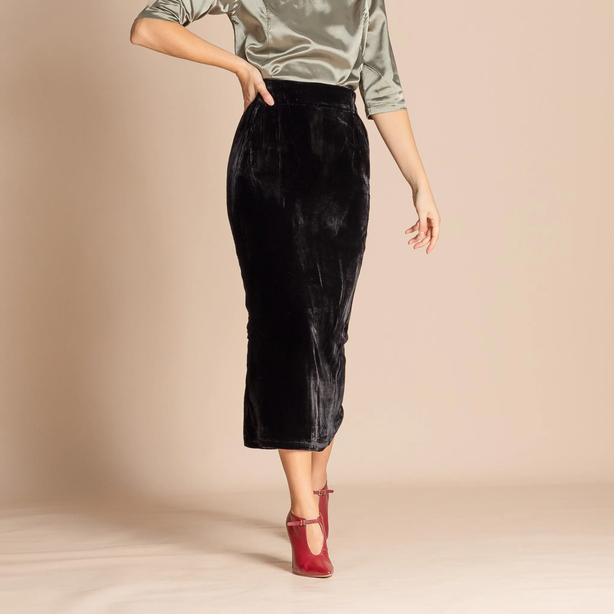 velvet column skirt