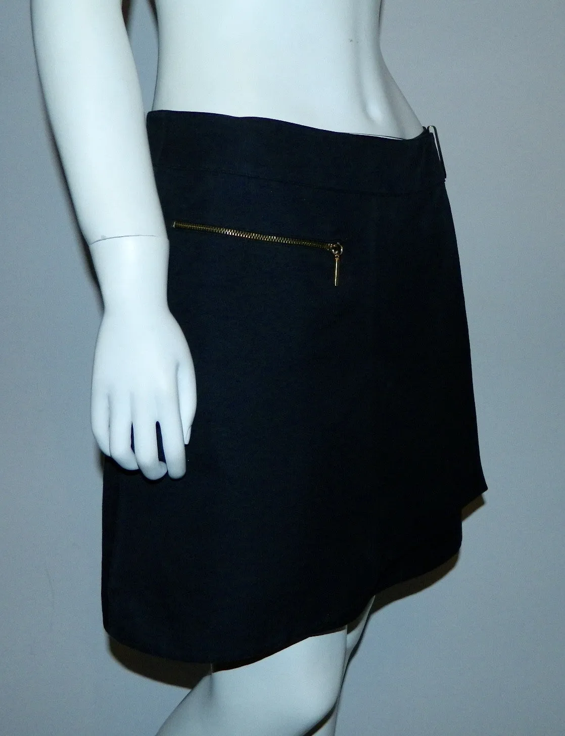 vintage 1980s blue Claude Montana mini skirt silk wrap skirt 44 / US 10