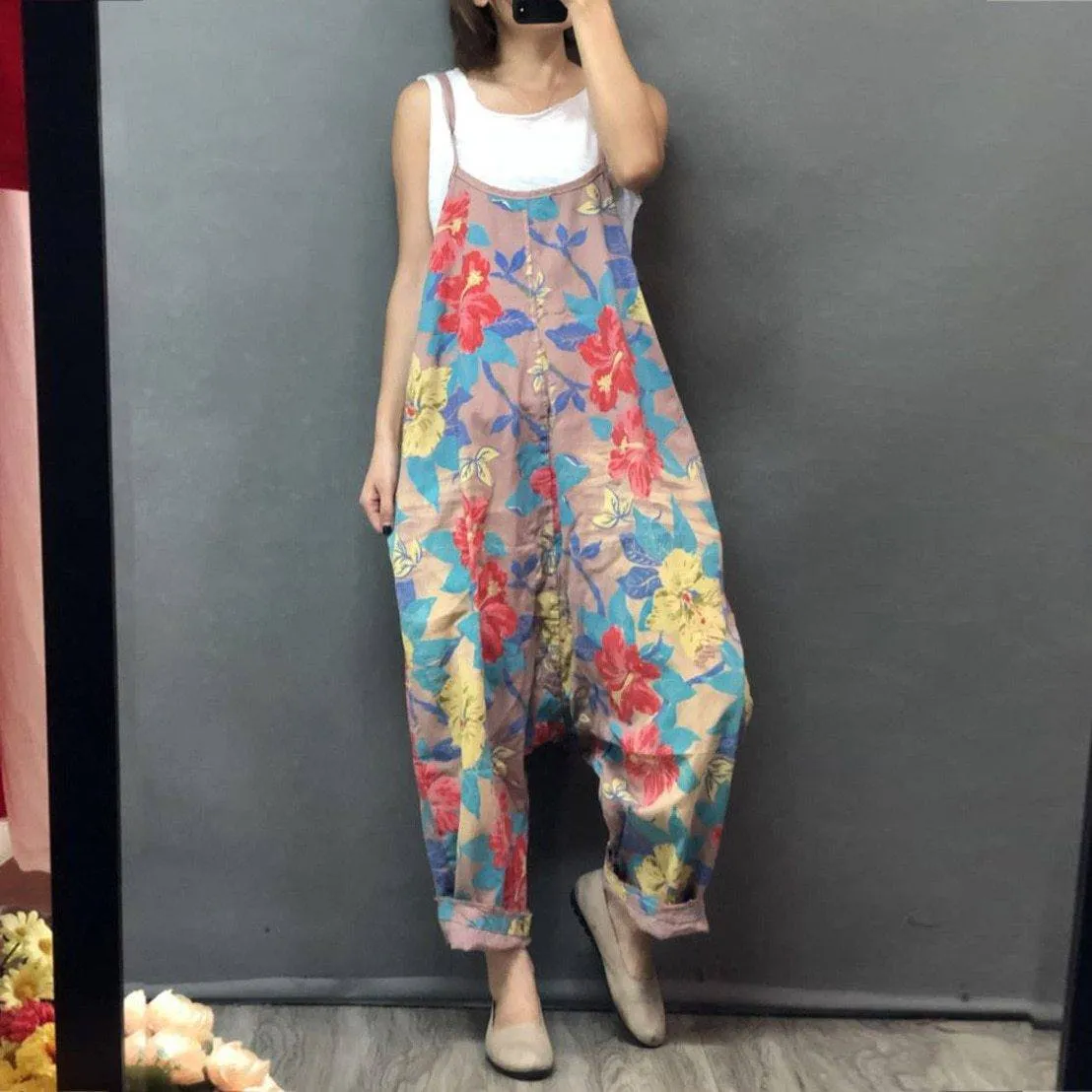 Vintage Floral Print Overall