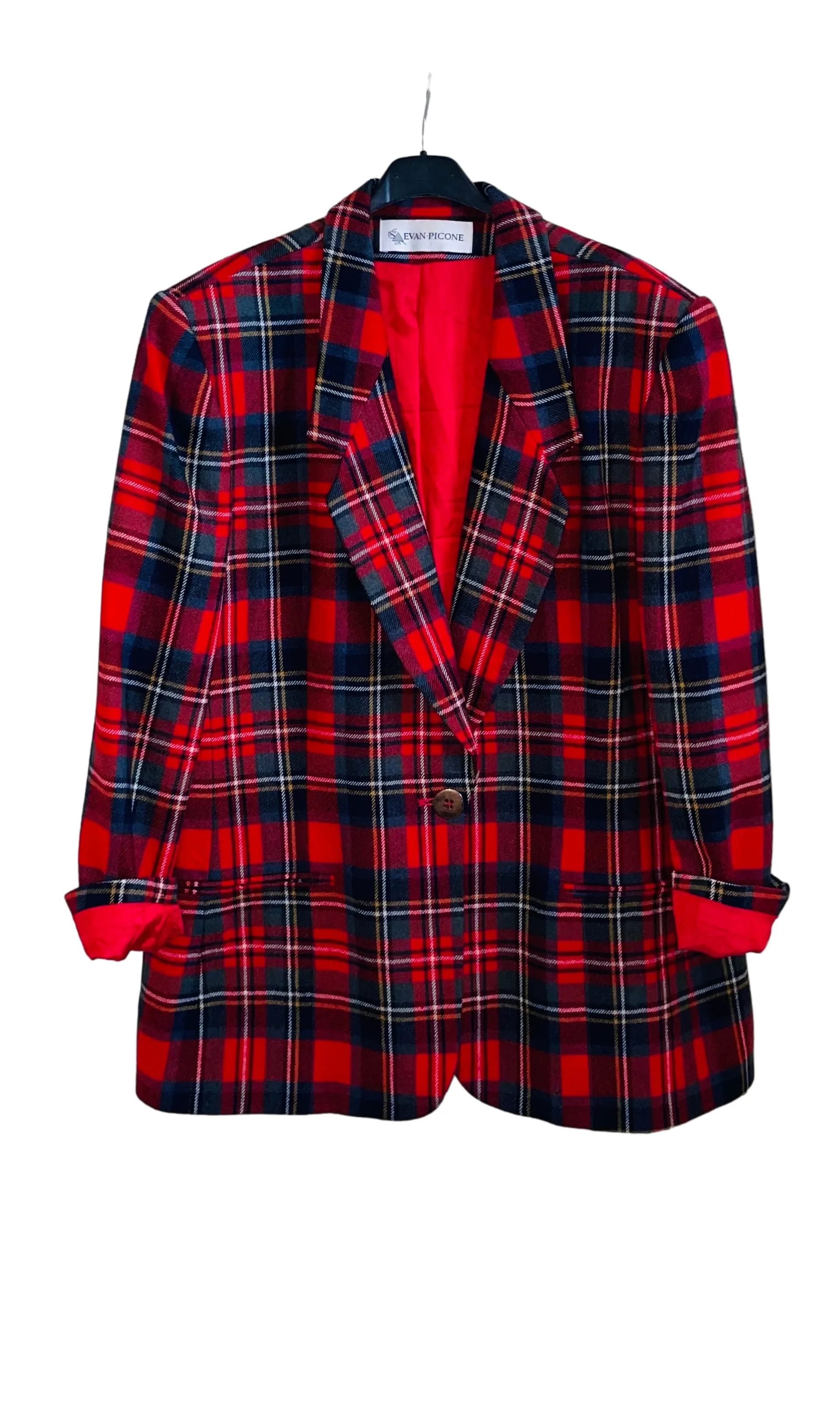 Vintage Red Woolen Tartan Blazer