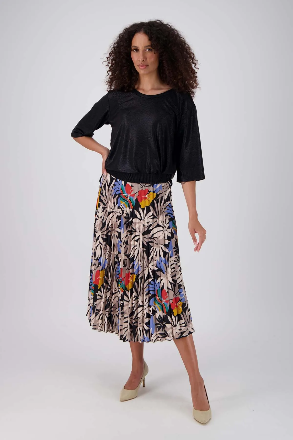 Wildflowers Pleated Skirt Black