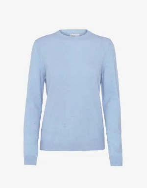 Women Light Merino Wool Crew - Polar Blue