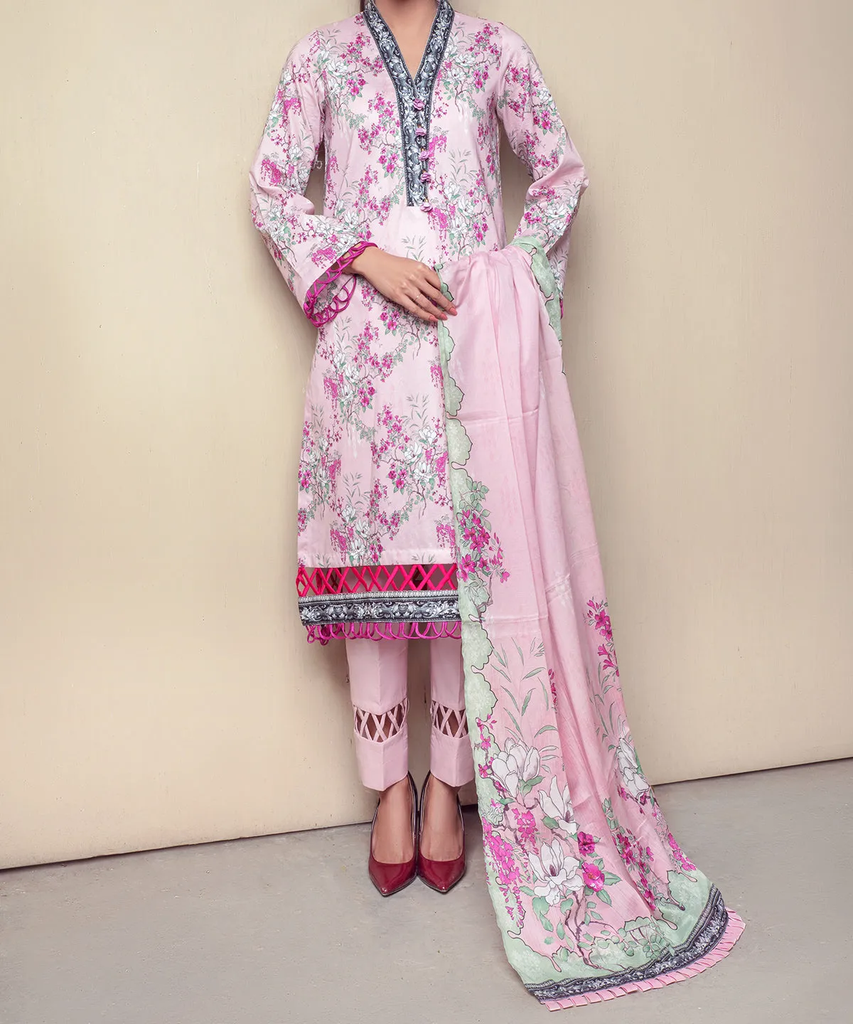 Women "BELLA" Digital Printed 3 Piece Unstitched Suit