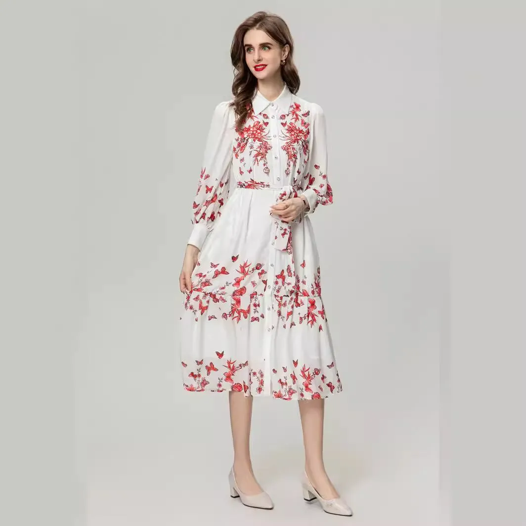 Women's Elegant Long Sleeve Shirt Dress