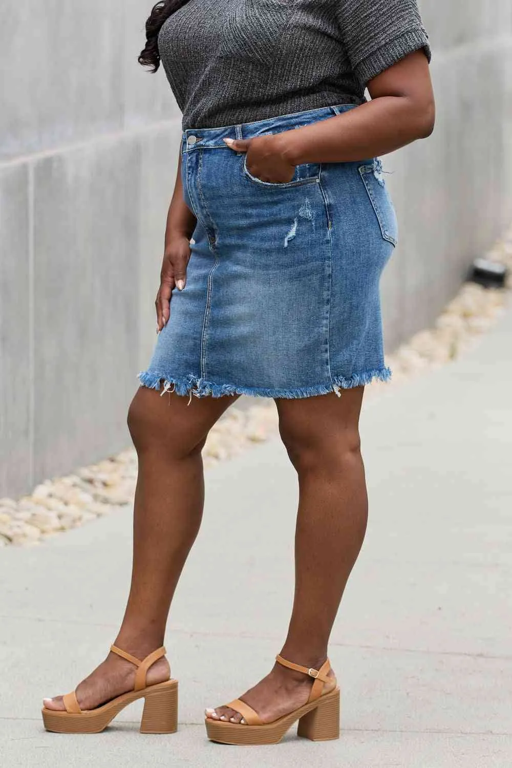 Women's RISEN Amelia Full Size Denim Mini Skirt