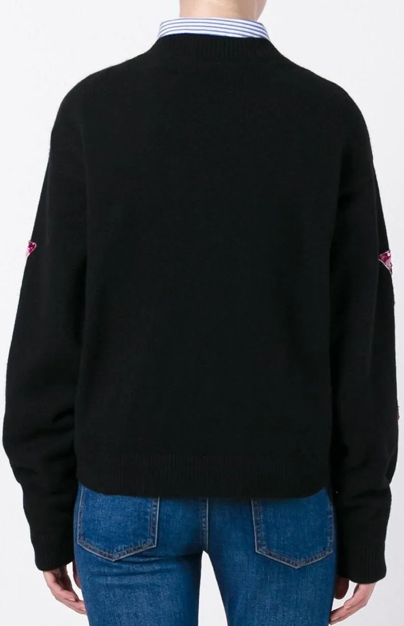 'Wonderland' Appliqué Jumper/Sweater-Black