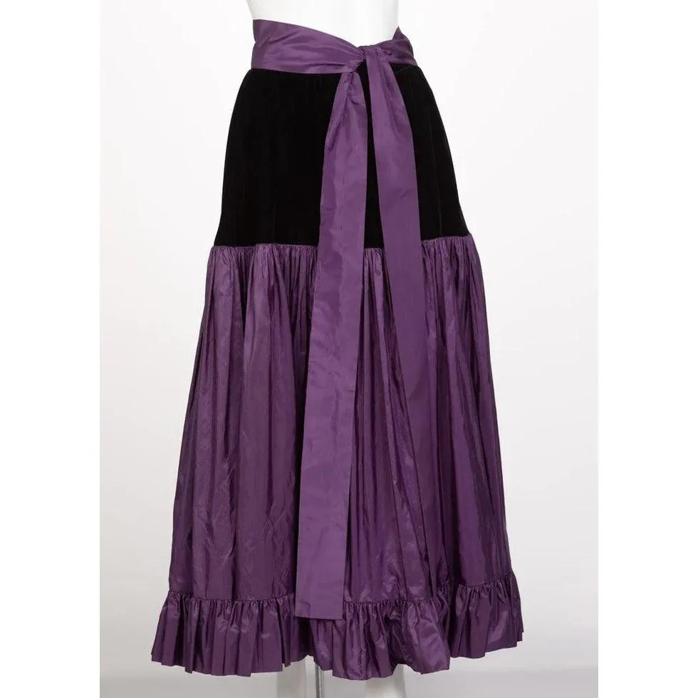 YVES SAINT LAURENT Skirt Russian Collection Purple Skirt Ysl, 1970s | Size 34