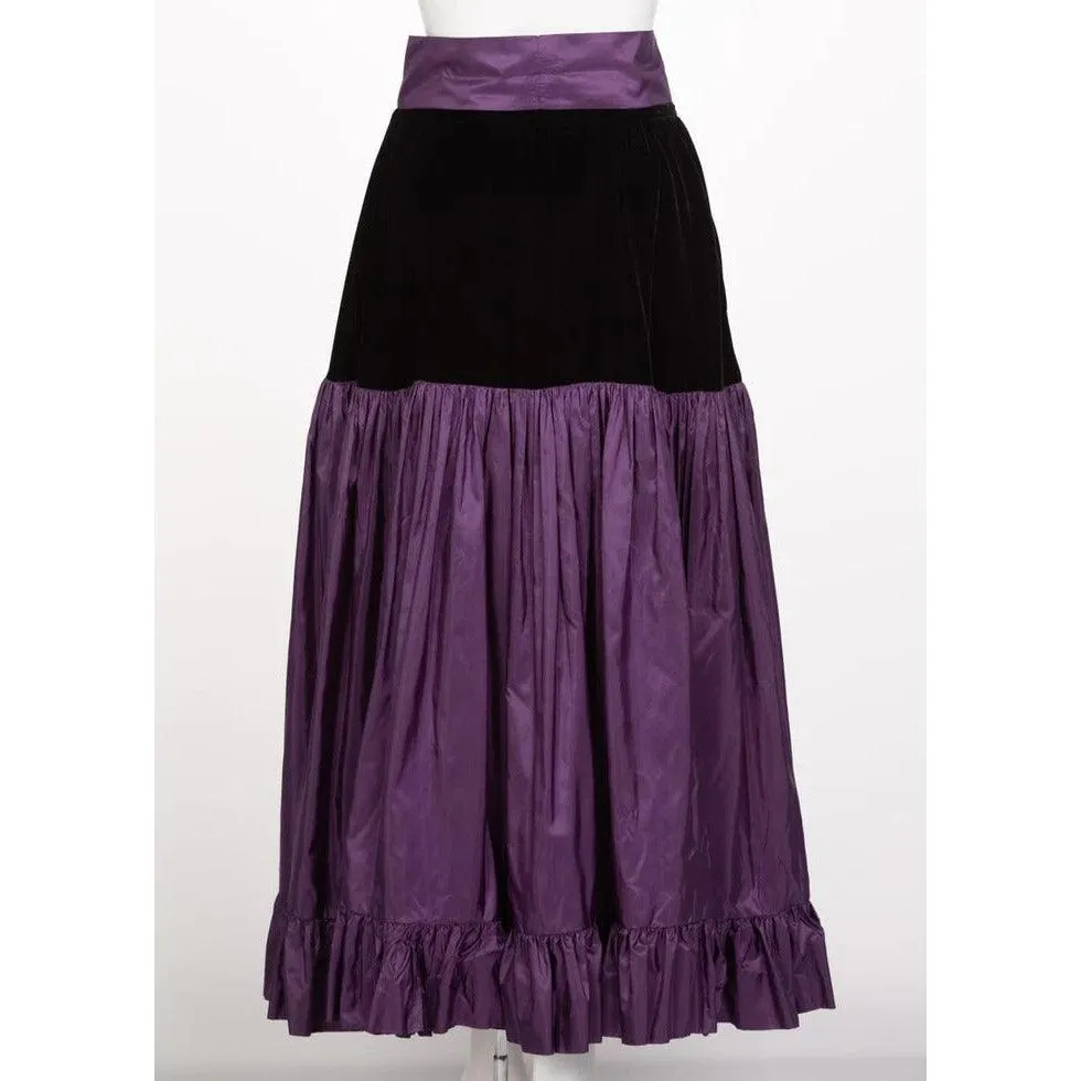 YVES SAINT LAURENT Skirt Russian Collection Purple Skirt Ysl, 1970s | Size 34