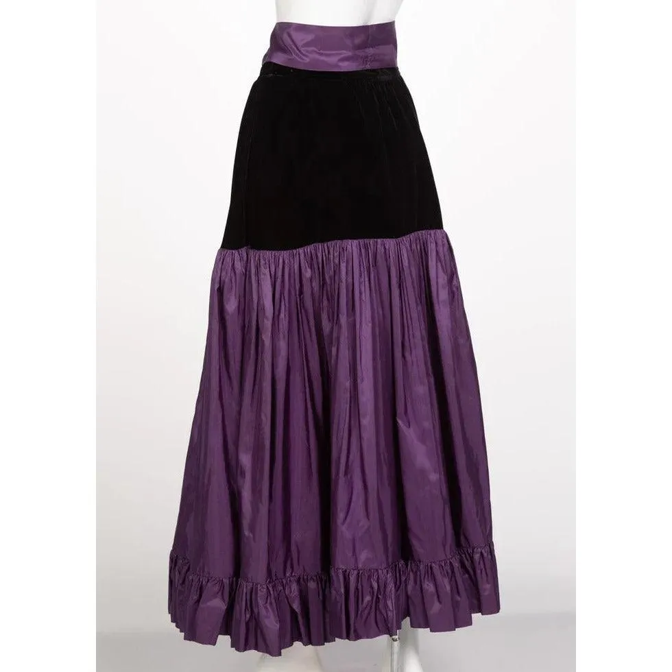 YVES SAINT LAURENT Skirt Russian Collection Purple Skirt Ysl, 1970s | Size 34